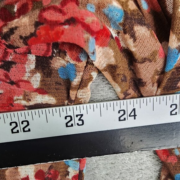 Women's Charter Club Woman Floral Ruffle Blouse Top Brown/Pink/Blue Size 1X - Picture 7 of 9